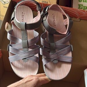 J Sport Women's Pink and Gray Sandals